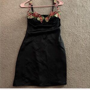 Black Floral Embroidered Dress